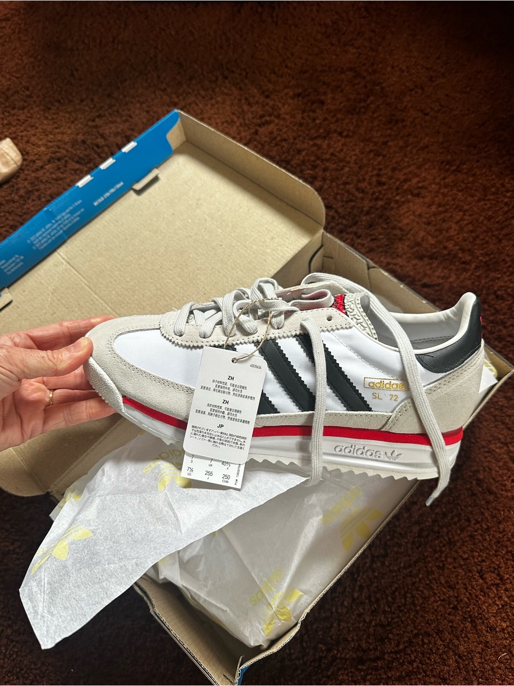 adidas SL 72 White Grey Black with Red Midsole Stripe